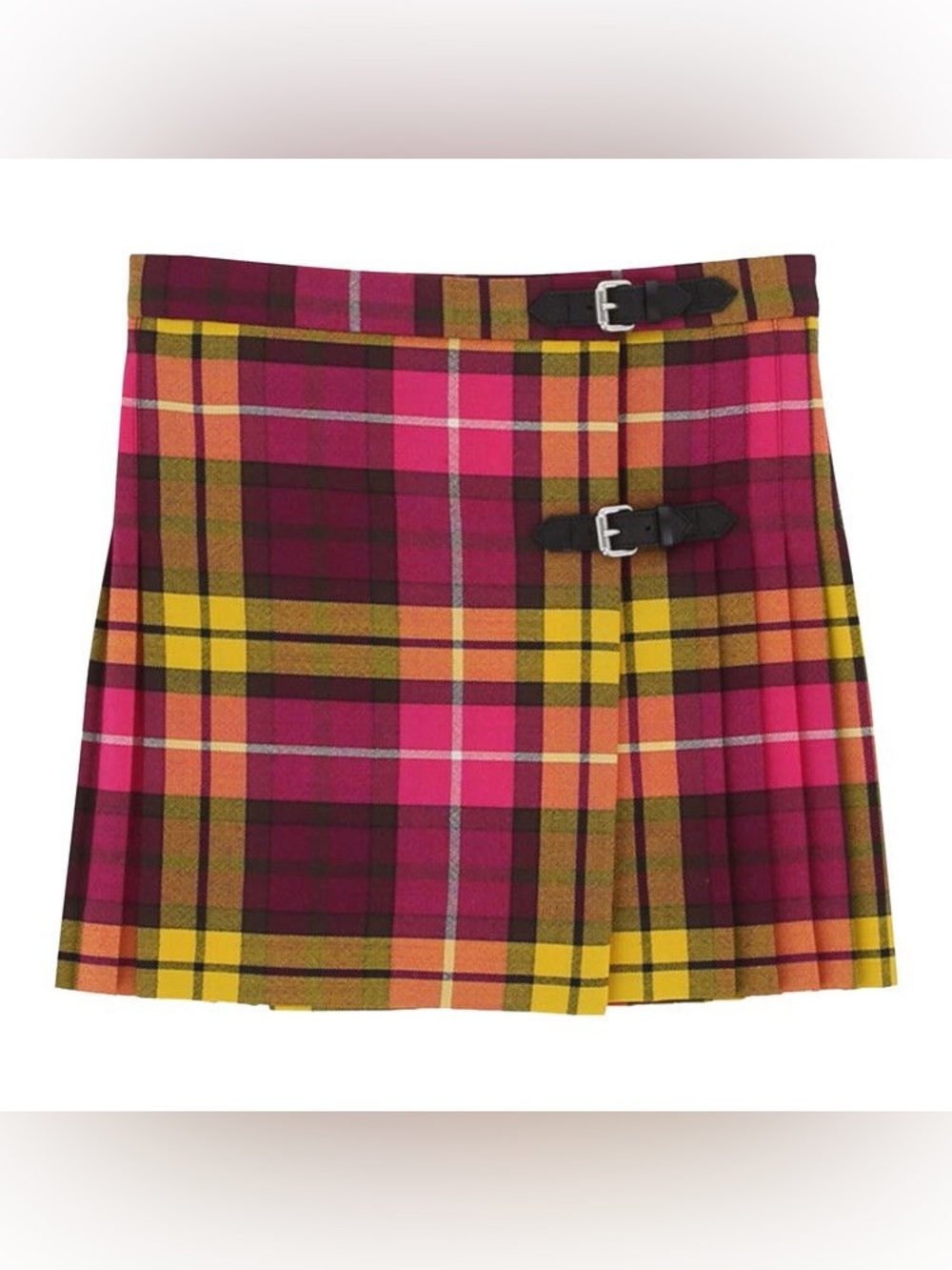 Gucci Girls Tartan Wool Skirt Pink